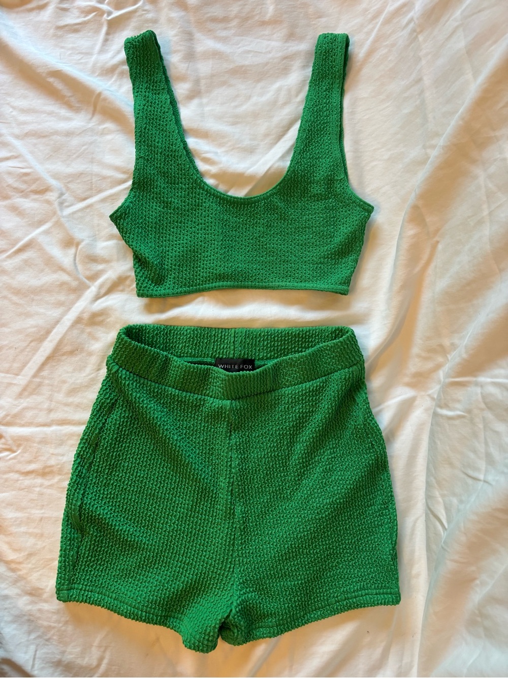 White Fox Green Tank Top and Shorts Set